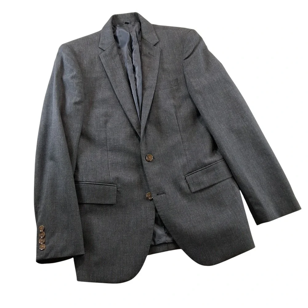 J.Crew Thompson Blazer Mens 36R Charcoal Gray Heathered Flex Wool Double Vent
